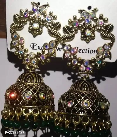 Multicoloured Brass Beads Jhumkas Earrings For Women