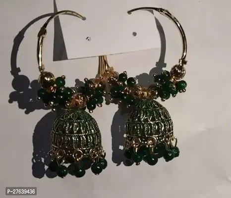 Black Plastic Beads Jhumkas Earrings For Women
