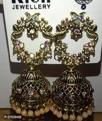 Multicoloured Brass Beads Jhumkas Earrings For Women
