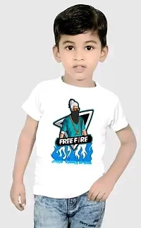 Stylish White Polyester Printed T-Shirt For Boys-thumb1