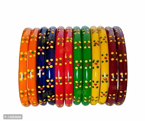 Multicolor Stripe design glass bangles for women and girls 24 pieces-thumb0
