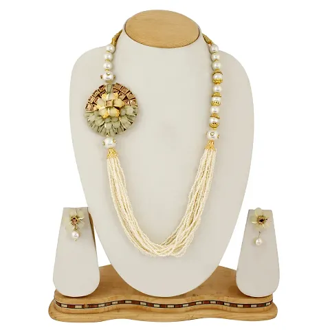 Fancy Multi Layered Bead Necklace With Earring