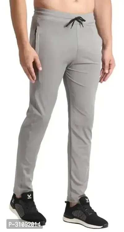 Stylish Grey Cotton Blend Regular Track Pants For Men-thumb0