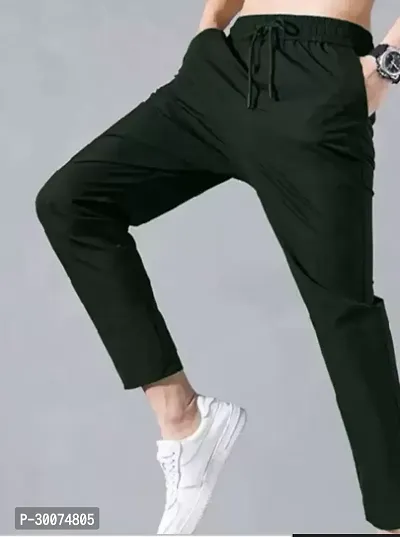 Stylish Black Cotton Blend Regular Track Pants For Men-thumb0