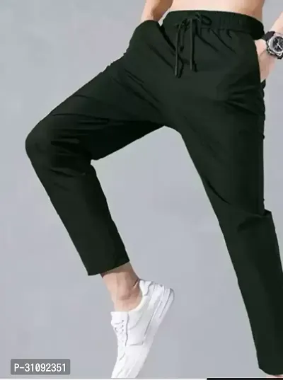 Stylish Black Cotton Blend Regular Track Pants For Men