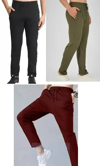 Trendy Cotton Blend Regular Track Pants For Men 