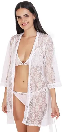 poksi Women Babydoll Nightwear Lingerie with Panty S9 Black (White) Free Size-thumb2