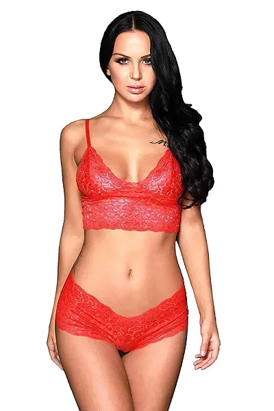 VindhWashni Bra Panty Set for Women ll Ladies and Girls Lingerie Set (Red)