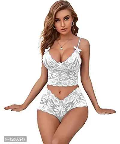 Avyanga Women Babydoll Nightwear Lingerie Swimwear Beachwear hot Sexy Intimates Sheer Honeymoon Lingerie with Thong Super Dress for Women White