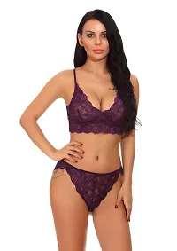 Avyanga Babydoll Lingerie Pack for Women/Girls,/Free Size for Sex, Honeymoon Night Sex Nighty_Free Size Purple-thumb2