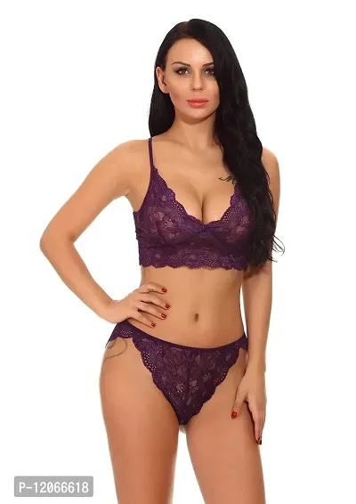 Avyanga Babydoll Lingerie Pack for Women/Girls,/Free Size for Sex, Honeymoon Night Sex Nighty_Free Size Purple-thumb3