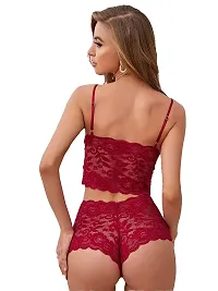 Avyanga Women's Lace Push Up Underwired Solid Lingerie Set (Model No Marron N top L Size)-thumb1