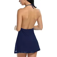 AsurOn Women's Polyester Above Knee Babydoll Dress with G-String (AOL9, Blue, Free Size)-thumb2