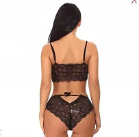 poksi Bikni Set for Women and Ladies/Girls Lingerie Set Free Size Bust (30 to 38 inch) Waist (28 to 40 inch) (Color Black)-thumb1