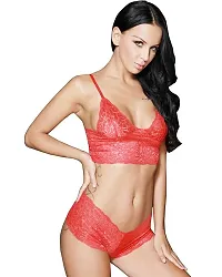 poksi Bra & Panty Set for Women ll Ladies and Girls Lingerie Set Free Size Select Free Size Bust (30 to 38 inch) Waist (28 to 40 inch) (Maroon)-thumb1