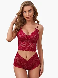 Avyanga Women's Lace Push Up Underwired Solid Lingerie Set (Model No Marron N top XL Size)-thumb4