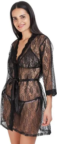 poksi Babydoll/Nightwear/Lingerie with Panty S9 Black for Women Free Size-thumb1