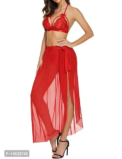 Avyanga Babydoll Dress Net Robe | Negligee with Bikini Set Hot for Honeymoon night-thumb0