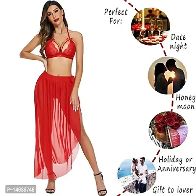 Avyanga Babydoll Dress Net Robe | Negligee with Bikini Set Hot for Honeymoon night-thumb4