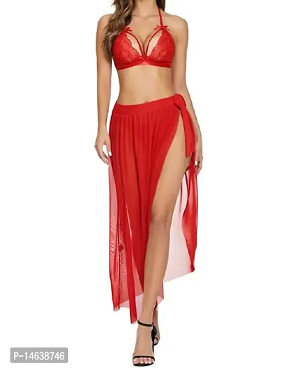 Avyanga Babydoll Dress Net Robe | Negligee with Bikini Set Hot for Honeymoon night-thumb2