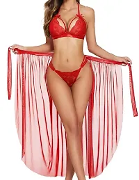 Avyanga Babydoll Dress Net Robe | Negligee with Bikini Set Hot for Honeymoon night-thumb2