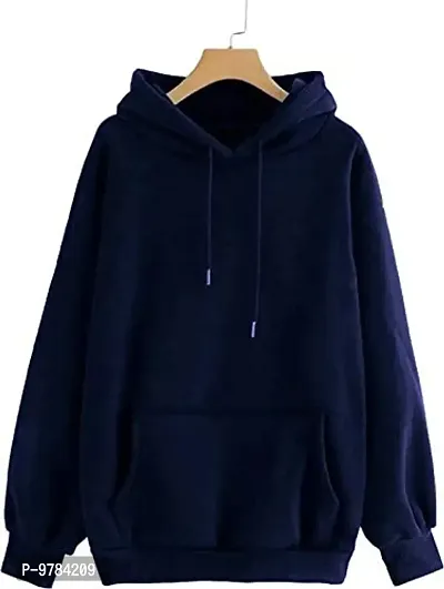 Cotton Fleece Regular Fit Hooded Sweatshirt Full Sleeves Solid Jumper Sweatshirt for Unisex-thumb0