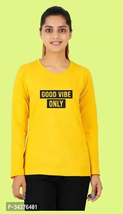 Stylish Yellow Cotton Blend Printed Sweatshirts For Women-thumb0