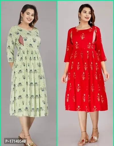 Trendy Rayon Kurta For Women Combo of 2-thumb0