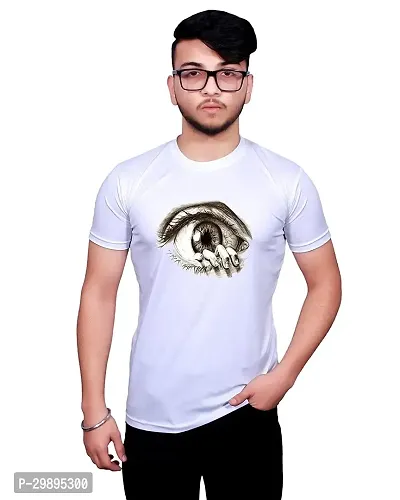 Stylish White Cotton Round Neck T-Shirt For Men-thumb0