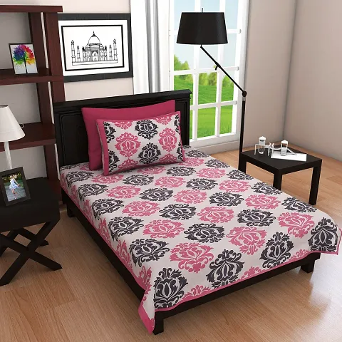Cotton Single Bedsheet with Pillow Cover