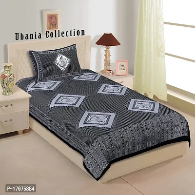 Comfortable Cotton Printed Single Bedsheet with One Pillow Cover-thumb0