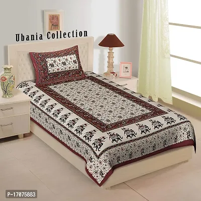 Comfortable Cotton Printed Single Bedsheet with One Pillow Cover-thumb0