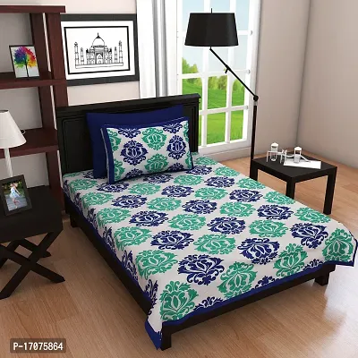 Comfortable Cotton Printed Single Bedsheet with One Pillow Cover