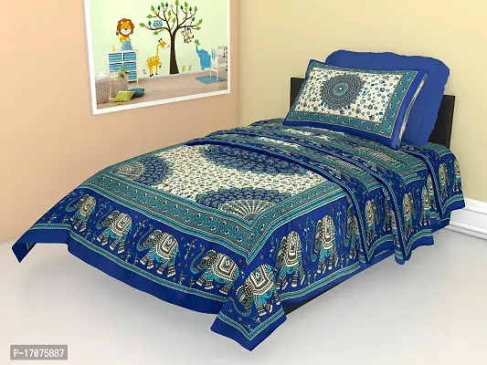 Comfortable Cotton Printed Single Bedsheet with One Pillow Cover