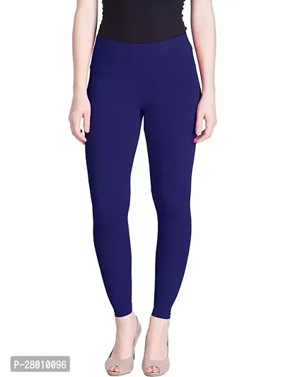 Classic Blue Cotton Lycra Solid Leggings For Women-thumb0