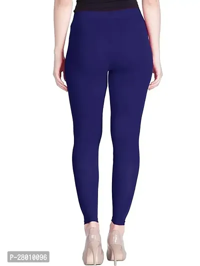 Classic Blue Cotton Lycra Solid Leggings For Women-thumb4