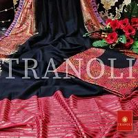 Tranoli Foil Printed Vichitra Silk Saree With Lace Border and Blouse Piece-thumb2