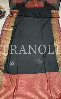 Tranoli Foil Printed Vichitra Silk Saree With Lace Border and Blouse Piece-thumb3