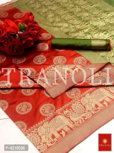 Tranoli Art Silk Woven Design Saree With Blouse Piece-thumb0