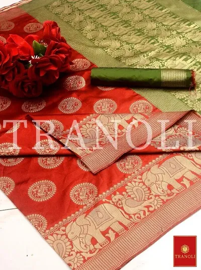 Tranoli Art Silk Woven Design Saree With Blouse Piece