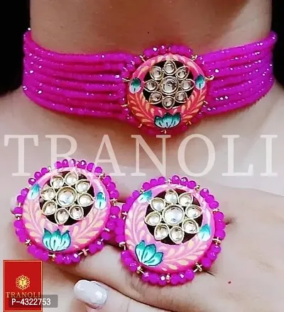 Tranoli Charming & Alluring Onyx Kundan Choker Set-thumb0