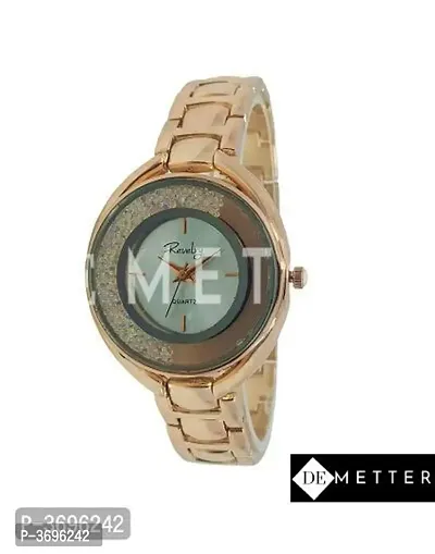 Women's Golden Analog Watch With Metal Strap-thumb0