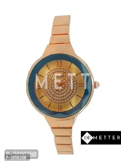 Women's Golden Analog Watch With Metal Strap-thumb0