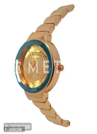 Women's Golden Analog Watch With Metal Strap-thumb2