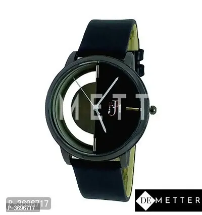 Men's Black Analog PU Strap Watch