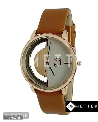 Men's Brown Analog PU Strap Watch