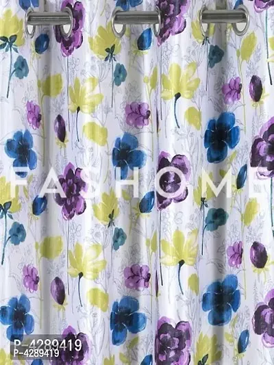 FasHome Multicoloured Printed Polyester Eyelet Fitting Door Curtain - 7 Feet (Pack of 2)-thumb2