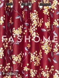 FasHome Maroon Printed Polyester Eyelet Fitting Windows Curtain - 5 Feet (Pack of 2)-thumb1