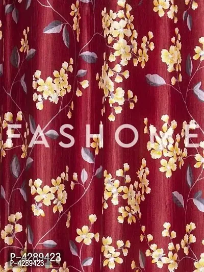 FasHome Maroon Printed Polyester Eyelet Fitting Windows Curtain - 5 Feet (Pack of 2)-thumb3