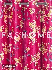 FasHome Pink Printed Polyester Eyelet Fitting Windows Curtain - 5 Feet (Pack of 2)-thumb1
